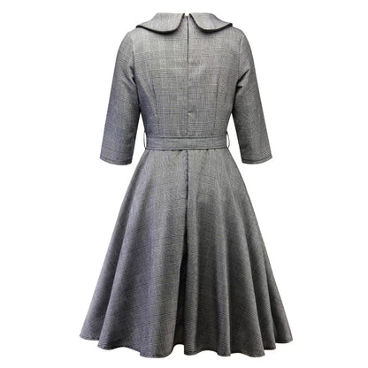 flowersverse Shawl Collar A-Line Long Sleeve Mini Dress