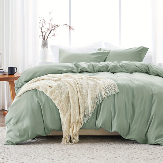 3-Piece Queen Size Ultra Soft Brushed Microfiber Duvet Cover Set - Breathable, Sanded, and Machine Washable - 1 Duvet Cover with Zipper Closure and 2 Pillow Shams, Comforter Not Included