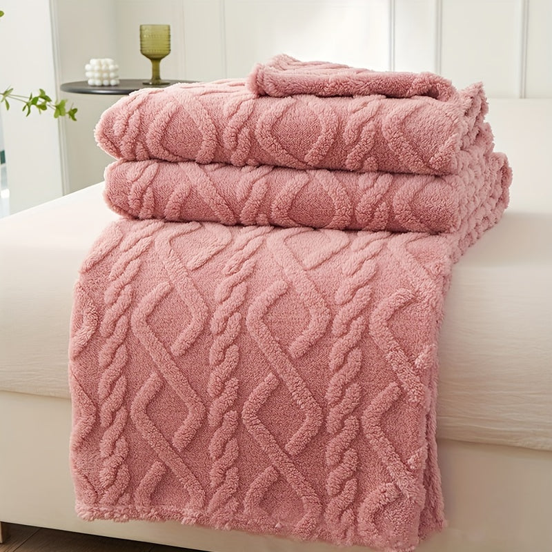 1pc Ultra-Soft Lamb Fleece Blanket - Comfortable, 3D Fashionable Design, Plush, Thick, Warm, Multifunctional for Bed, Couch, Travel - Soft, Air-Conditioning, Flannel, Throw Blanket for Cozy Nights