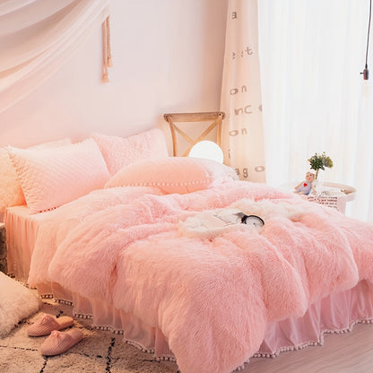 3-Piece Plush Velvet Duvet Cover Set - Soft, Comfortable, Warm, and Cozy Bedding for Autumn and Winter - Ideal for Bedroom and Guest Room, Without Core