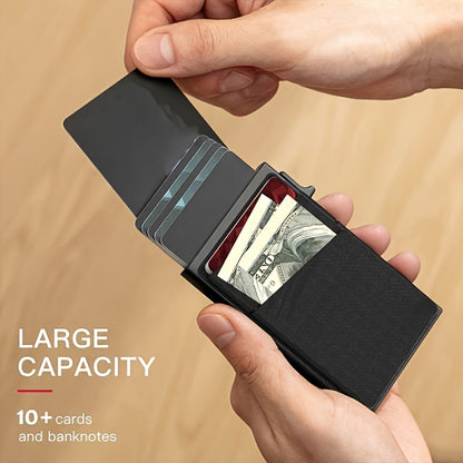 Aluminum Alloy Slim Wallet for Men with RFID Blocking - Pop-up Card Holder, Minimalist Business Credit Card Wallet, Money Pocket, Metal Card Case for Notes, Coins, Debit Cards, and ID - Durable, Simple, and Stylish Design