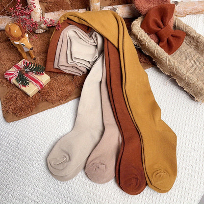 4pcs Girls Kids Casual Plain Color Pantyhose, Breathable Soft Comfy Leggings, Children's Pantyhose