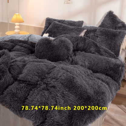 3-Piece Plush Velvet Duvet Cover Set - Soft, Comfortable, Warm, and Cozy Bedding for Autumn and Winter - Ideal for Bedroom and Guest Room, Without Core