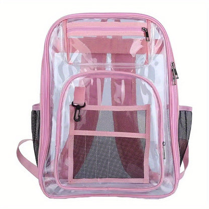 Large Capacity Clear PVC Backpack - Durable, Lightweight, and Fashionable Commuter Bag with Zipper Closure - Perfect for School and Daily Use