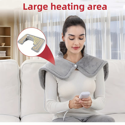 Ultra-Comfortable Neck and Shoulder Electric Heating Pad - 6 Customizable Heat Settings, Rapid Fast-Heating, 4 Auto-Off Timers, Machine Washable, Soft and Gentle on Skin