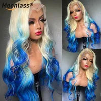 Ash Blonde Highlights 13x4 Lace Front Human Hair for Women Black Roots Ombre Body Wave Synthetic Wig Pre Plucked