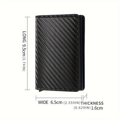 Men's Sleek Carbon Fiber Wallet - RFID Secure, Pop-Up Card Holder, Slim & Stylish, Perfect Business Gift