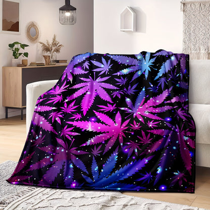 1pc Vibrant Leaf Print Blanket - Soft, Cozy, Travel-Friendly, and Versatile - Perfect for Couch, Bed, Sofa, Birthday Gift, and Outdoor Adventures