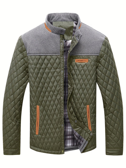 Men's Premium Quilted Winter Jacket - Warm, Lightweight, Casual Stand Collar Coat with Soft Filling, Water-Resistant Fabric, and Adjustable Hem for Comfortable Fit - Ideal for Outdoor Activities and Daily Wear