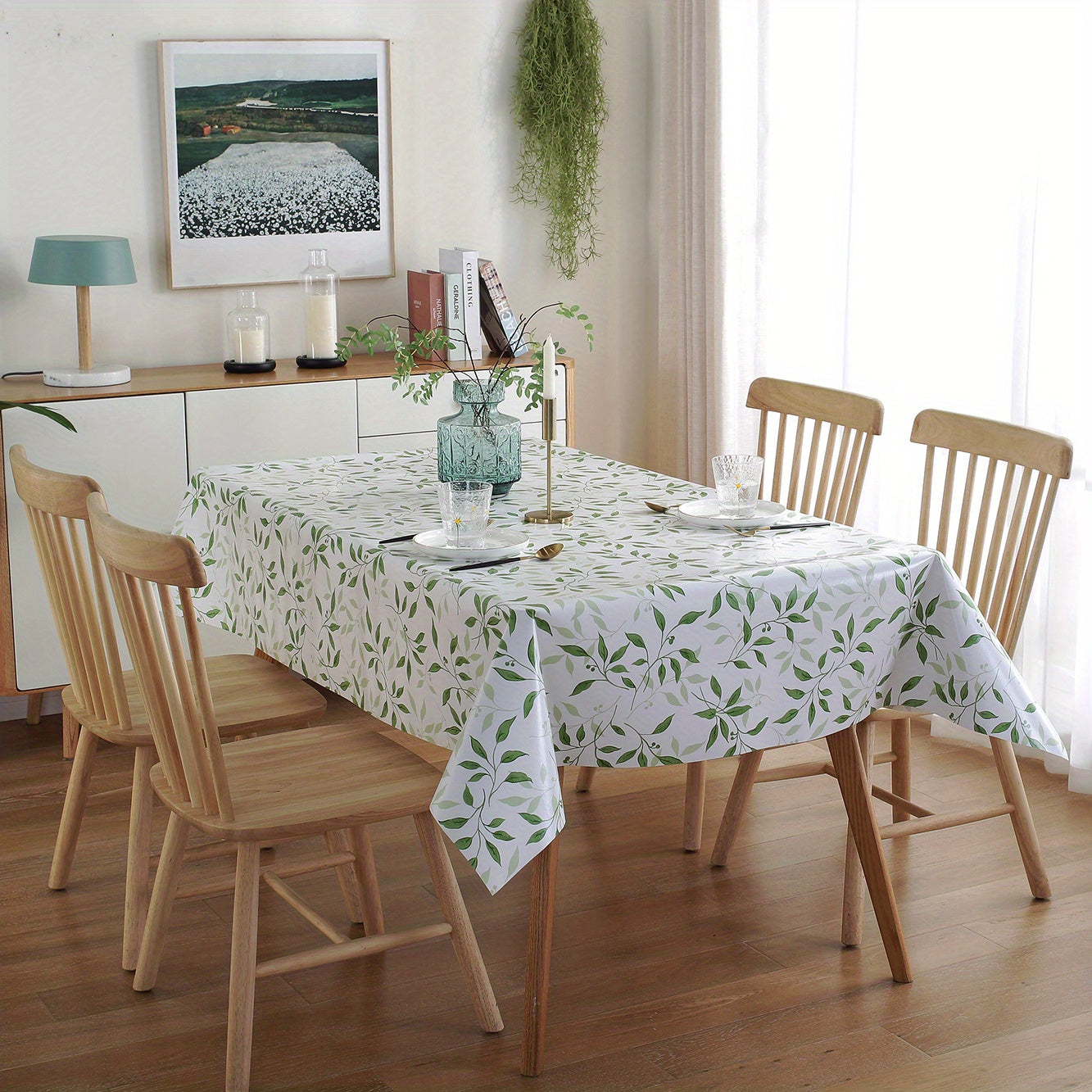 1pc Waterproof and Oil-proof Leaf PVC Tablecloth for Living Room Coffee Table - Dust-proof Decorative Cloth for Tabletop Protection and Home Decor