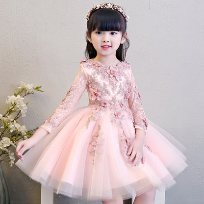 flowersverse Children's Pettiskirt Girls' Princess Dress Piano Performance Dress Little Host Pettiskirt Flower Girl Birthday Evening Dress