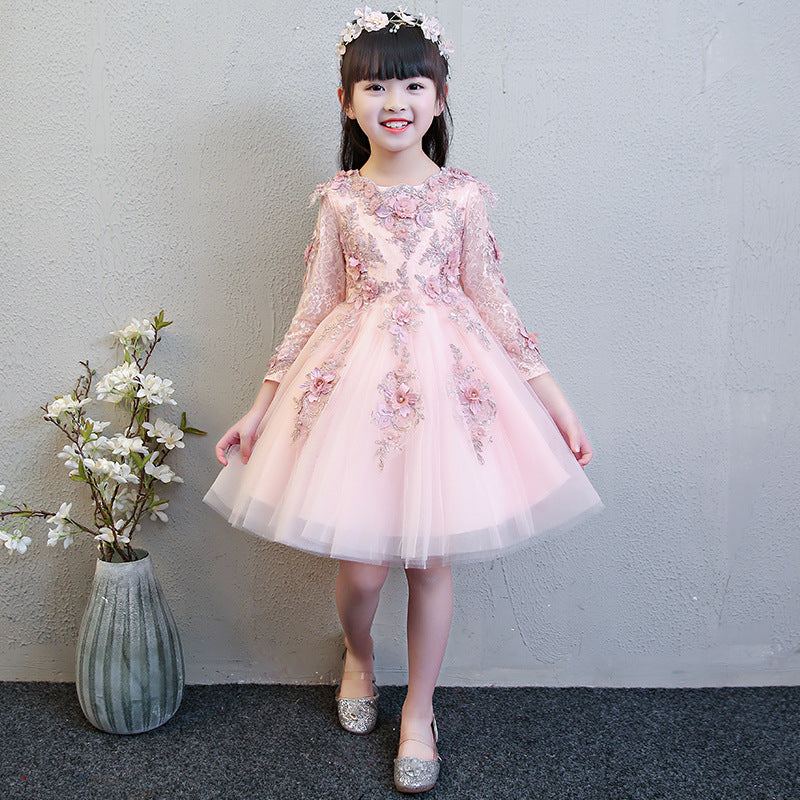 flowersverse Children's Pettiskirt Girls' Princess Dress Piano Performance Dress Little Host Pettiskirt Flower Girl Birthday Evening Dress