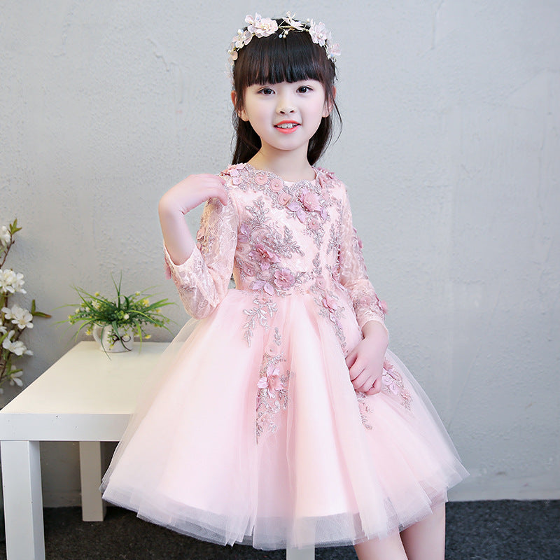 flowersverse Children's Pettiskirt Girls' Princess Dress Piano Performance Dress Little Host Pettiskirt Flower Girl Birthday Evening Dress