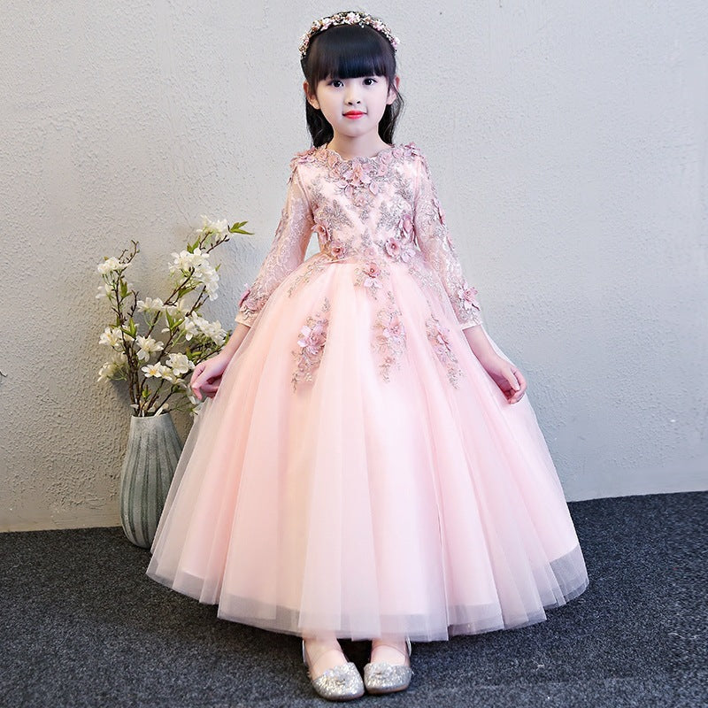 flowersverse Children's Pettiskirt Girls' Princess Dress Piano Performance Dress Little Host Pettiskirt Flower Girl Birthday Evening Dress