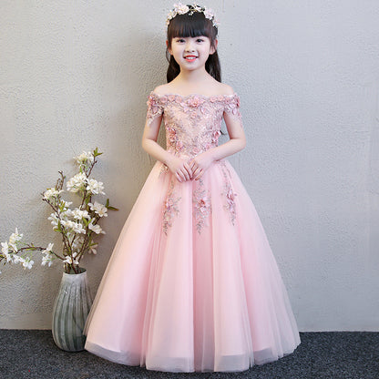 flowersverse Children's Pettiskirt Girls' Princess Dress Piano Performance Dress Little Host Pettiskirt Flower Girl Birthday Evening Dress