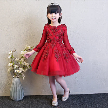 flowersverse Children's Pettiskirt Girls' Princess Dress Piano Performance Dress Little Host Pettiskirt Flower Girl Birthday Evening Dress