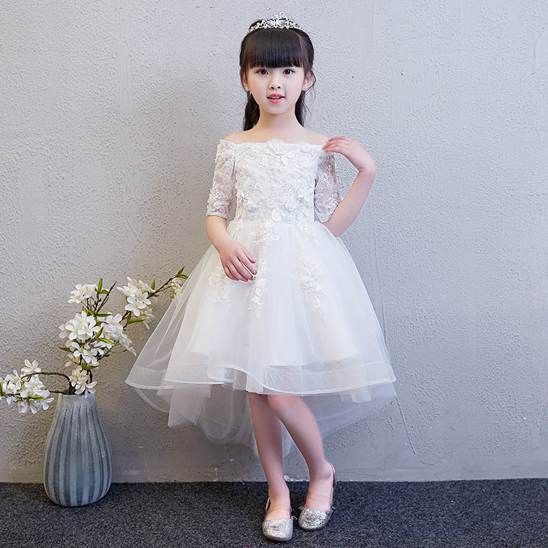 flowersverse Children's Pettiskirt Girls' Princess Dress Piano Performance Dress Little Host Pettiskirt Flower Girl Birthday Evening Dress