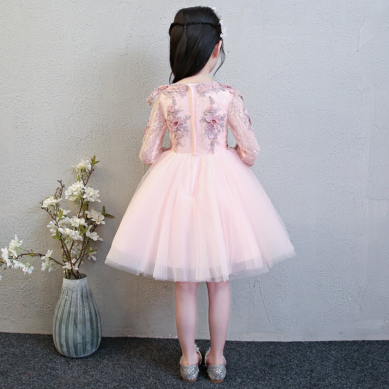 flowersverse Children's Pettiskirt Girls' Princess Dress Piano Performance Dress Little Host Pettiskirt Flower Girl Birthday Evening Dress