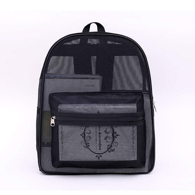 High Load-Bearing Mesh Backpack Transparent and Simple Beach Bag Schoolbag Children's Schoolbag Temu Generation CPC Certification