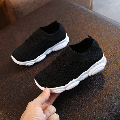 flowersverse Spring and Autumn Children's Shoes Stretch Sock Shoes Boys 'And Girls' Sneakers Medium and Large Children Dad Shoes Knitted White Thin Shoes