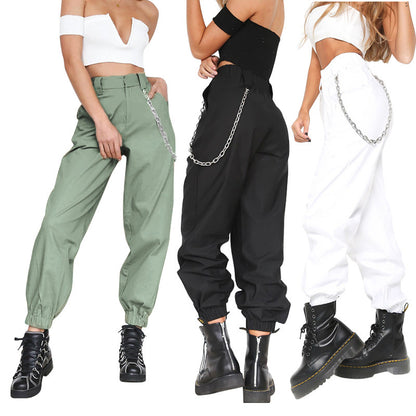 FLOWERSVERSE  Cross Border  Hot Women's Personality Solid Color Sports Casual Pants Trousers Harem Pants