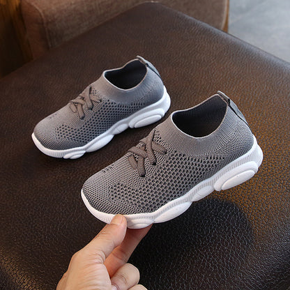 flowersverse Spring and Autumn Children's Shoes Stretch Sock Shoes Boys 'And Girls' Sneakers Medium and Large Children Dad Shoes Knitted White Thin Shoes