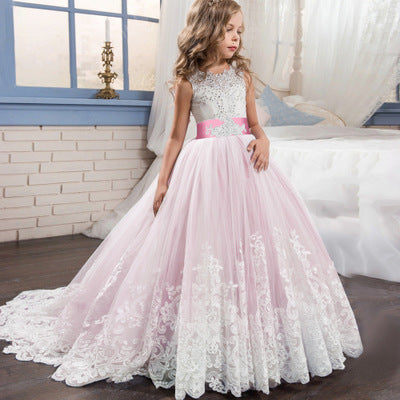 flowersverse Hot Sale Children's Dress  New Girls Wedding Dress Color Matching Umbrella Princess Dress Wedding Flower Children's Dress