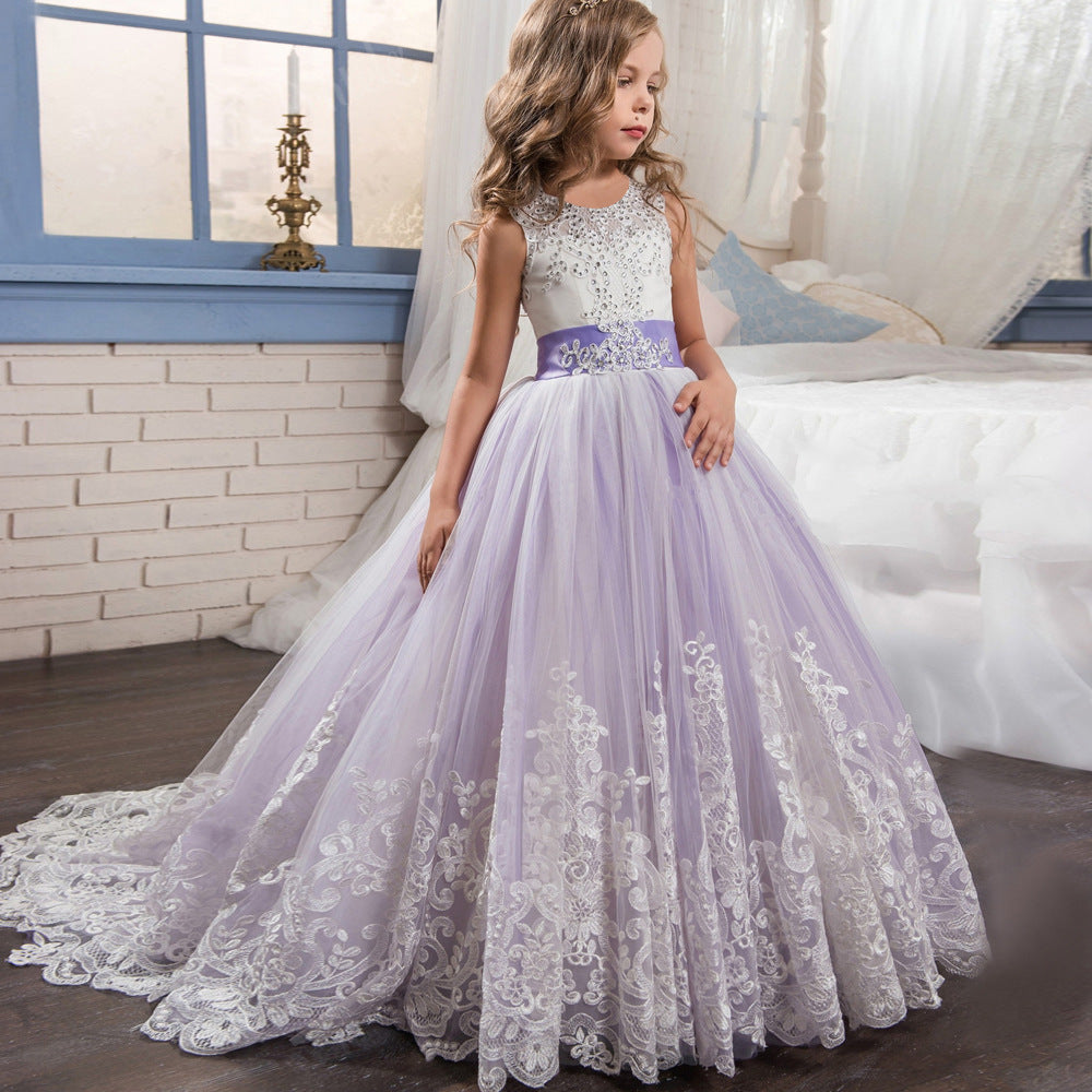 flowersverse Hot Sale Children's Dress  New Girls Wedding Dress Color Matching Umbrella Princess Dress Wedding Flower Children's Dress