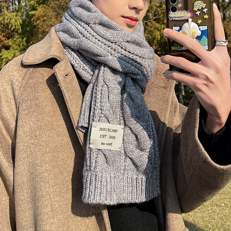 1pc Unisex Autumn And Winter Long Solid Color Knitted Warm Scarf