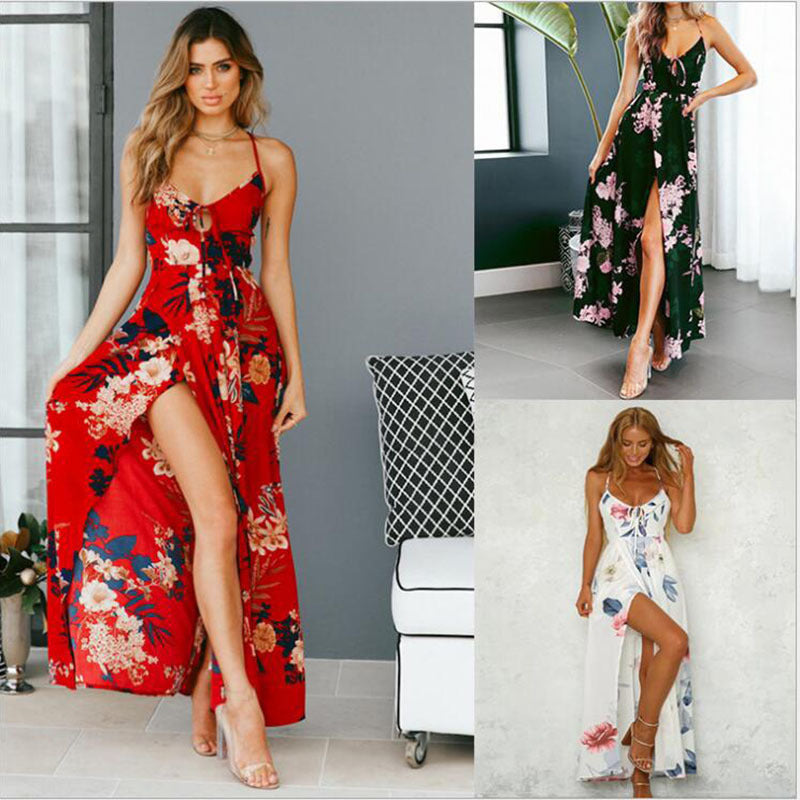 FLOWERSVERSE 2025 New new sexy long dress printed pendulum Popular trade hot mai women's clothing Simia manufacturer dress