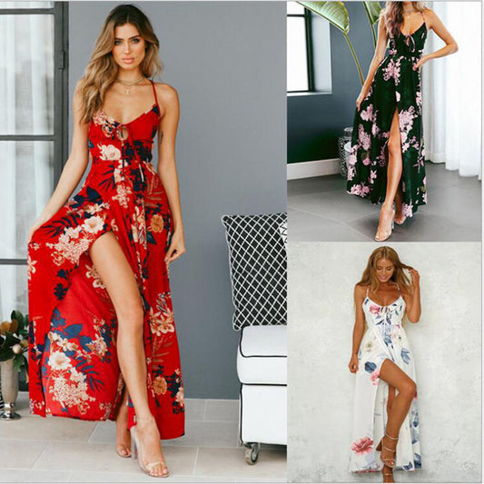 FLOWERSVERSE 2025 New new sexy long dress printed pendulum Popular trade hot mai women's clothing Simia manufacturer dress