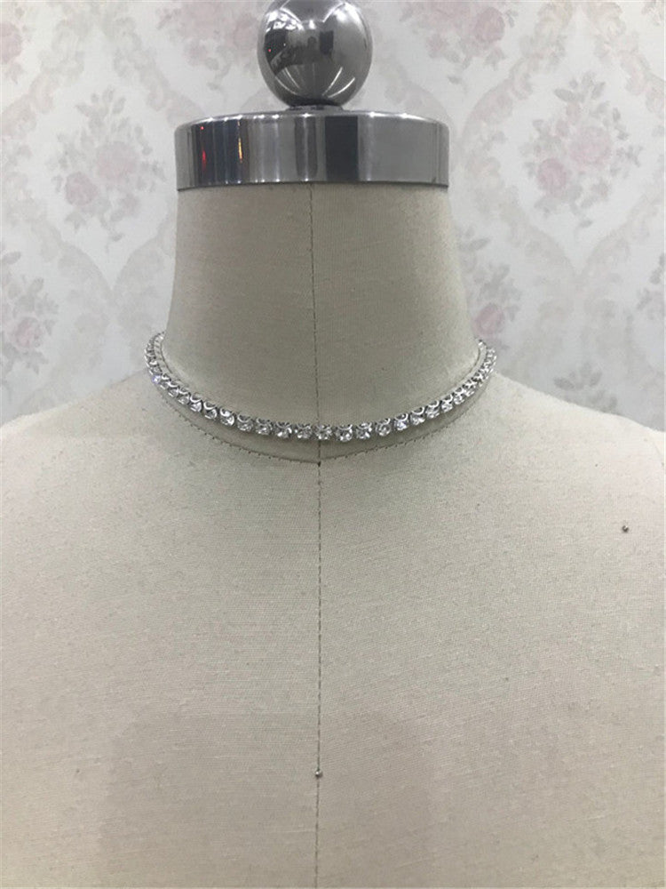 2025 Popular trade new product texture luxury bright diamond necklace, multi-layer flash diamond collarbone chain, sexy neck chain female BY0194
