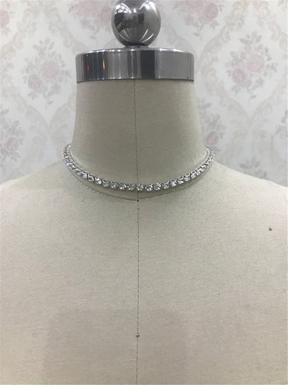 2025 Popular trade new product texture luxury bright diamond necklace, multi-layer flash diamond collarbone chain, sexy neck chain female BY0194