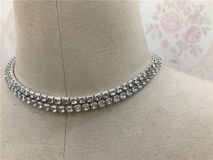 2025 ins Popular trade new product silver flash diamond neck chain simple wind double layer diamond chain sexy collarbone chain female 0193
