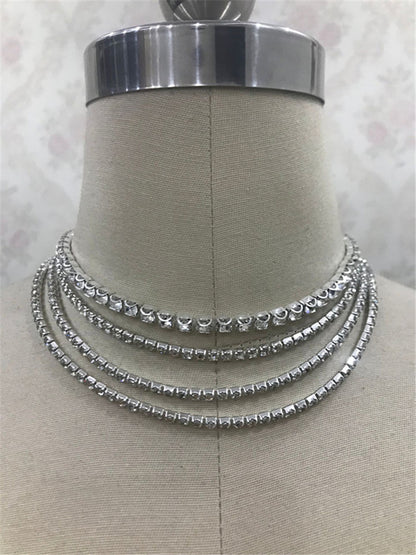 2025 Popular trade new product texture luxury bright diamond necklace, multi-layer flash diamond collarbone chain, sexy neck chain female BY0194