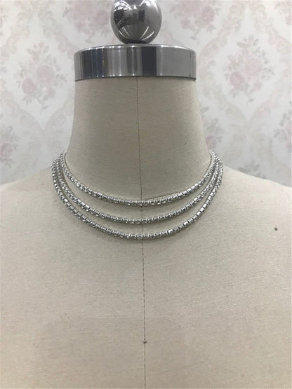 2025 Popular trade new product texture luxury bright diamond necklace, multi-layer flash diamond collarbone chain, sexy neck chain female BY0194