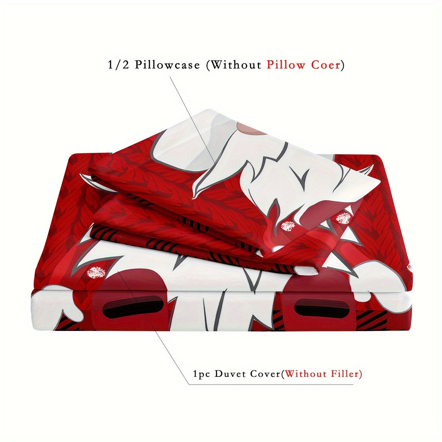 2/3pcs Christmas Duvet Cover Set, Gnome Printed Bedding Set, Soft Comfortable Duvet Cover, For Bedroom, Guest Room (1*Duvet Cover + 1/2*Pillowcase, Without Core)