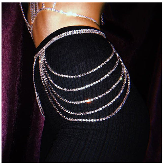 2025 ins Popular trade multi-layer rhinestone waist chain, nightclub shiny diamond jewelry, handmade DIY waist jewelry female BY0204