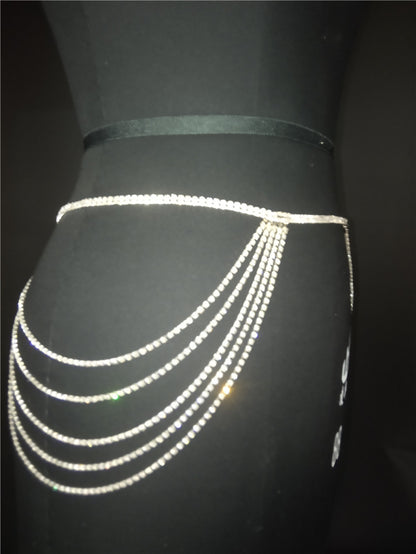 2025 ins Popular trade multi-layer rhinestone waist chain, nightclub shiny diamond jewelry, handmade DIY waist jewelry female BY0204