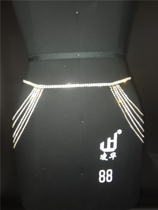 2025 ins Popular trade multi-layer rhinestone waist chain, nightclub shiny diamond jewelry, handmade DIY waist jewelry female BY0204