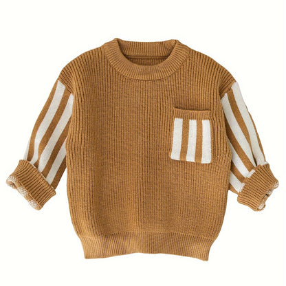Cozy Striped Knitted Sweater - Soft and Snug, Warmth for Cold Winter Days, Classic Knitted Design, Eye-Catching Striped Pattern - Unisex Design for Baby Boys and Girls Alike, Perfect for Toddlers Daily Wear