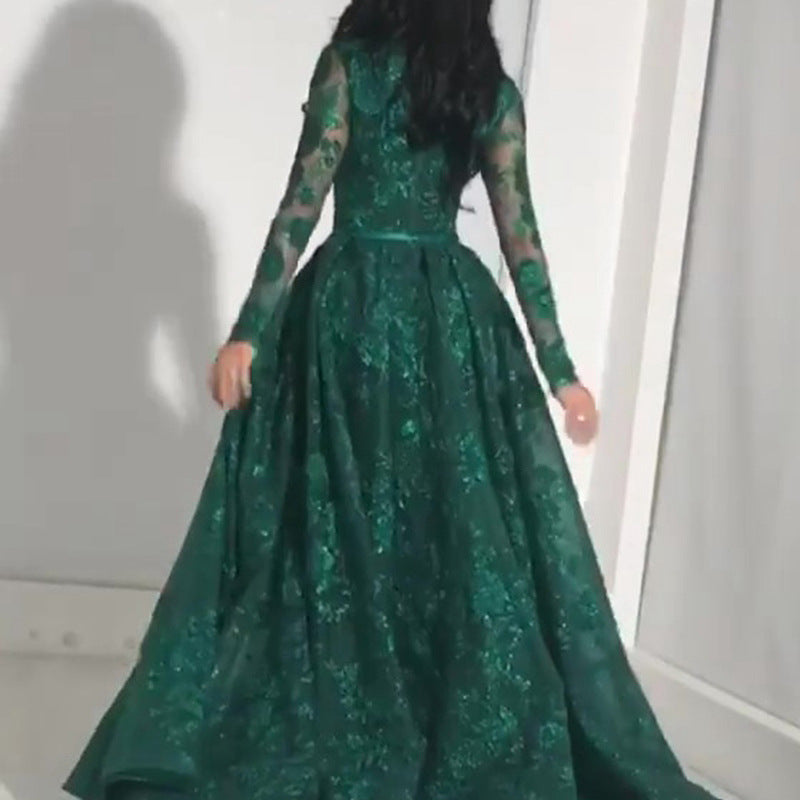 spring  New Popular trade women's clothing independent station sprinkling gold embroidery sexy hip-wrapped pendulum dress dress women