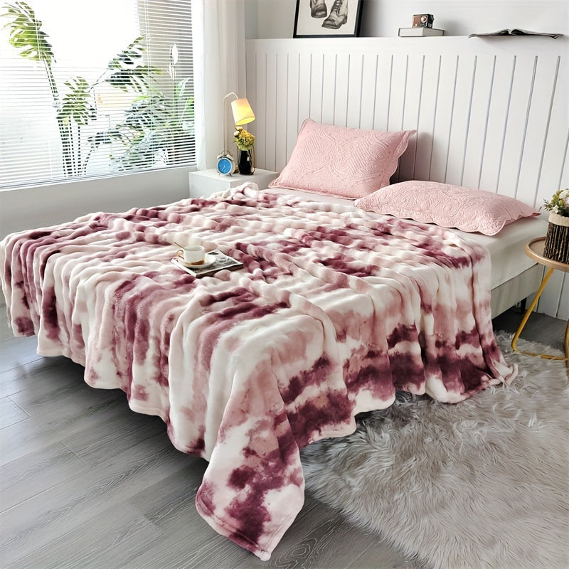 Ultra-Soft Faux Rabbit Fur Throw Blanket - Tie-Dye Plush, Warm & Cozy For All Seasons, Reversible, Machine Washable - Perfect For Sofa, Bed, Living Room