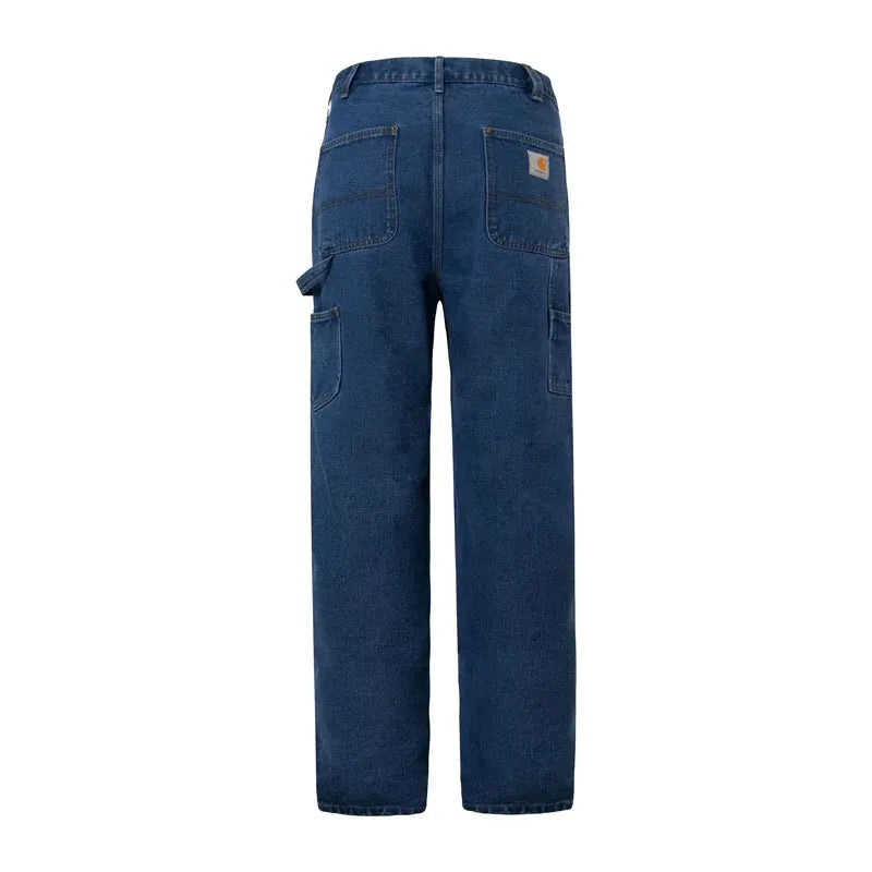 New pants designer luxury fashion men's original B136 washed old overalls double knee canvas men's logging pants