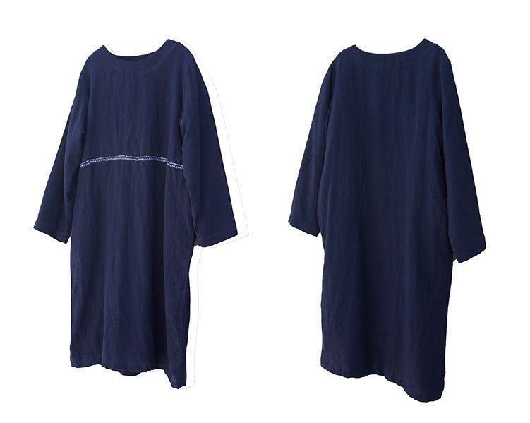 creative design winter cotton and linen retro dress with velvet embroidered robe