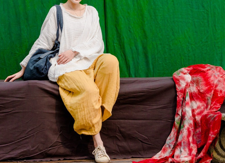 simple design spring and autumn women's wide-leg pants loose retro style versatile trousers