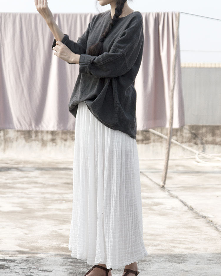 simple design, white texture, natural wrinkle, elegant skirt
