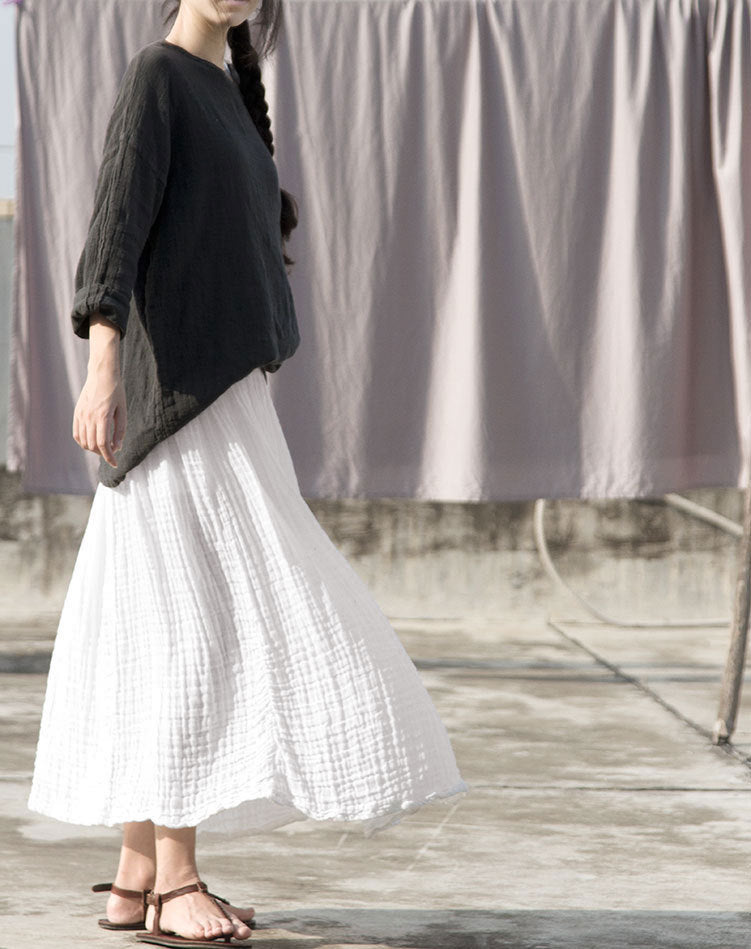 simple design, white texture, natural wrinkle, elegant skirt