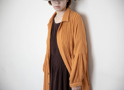 new design cotton and linen loose and comfortable personalized versatile organ pleated cardigan jacket