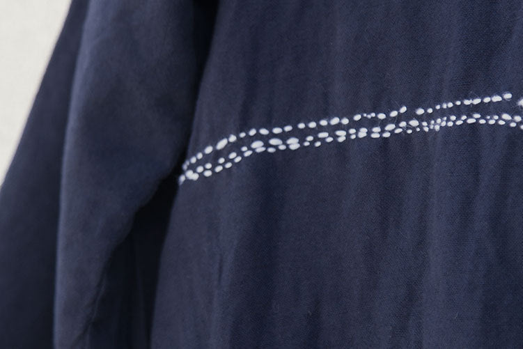 creative design winter cotton and linen retro dress with velvet embroidered robe